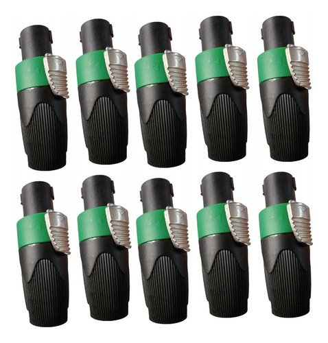 10 Conector Plug Macho Compatible Con Speakon Neutrik Verdes