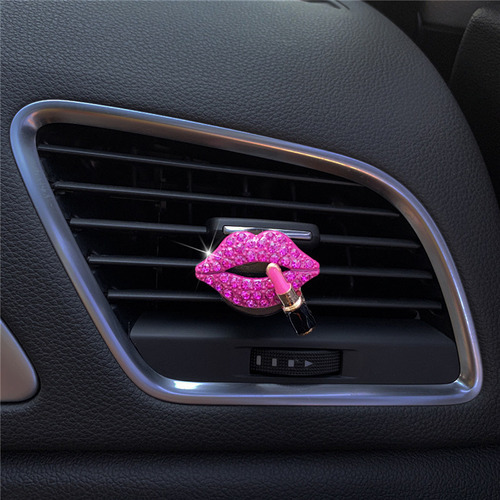 Pinzas de aire en forma de F para coche, sexy, con borde de cristal para interiores de coche, color rosa intenso
