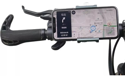 Porta Smartphone Celular Metálico Para Moto Bicicleta Grande Negro