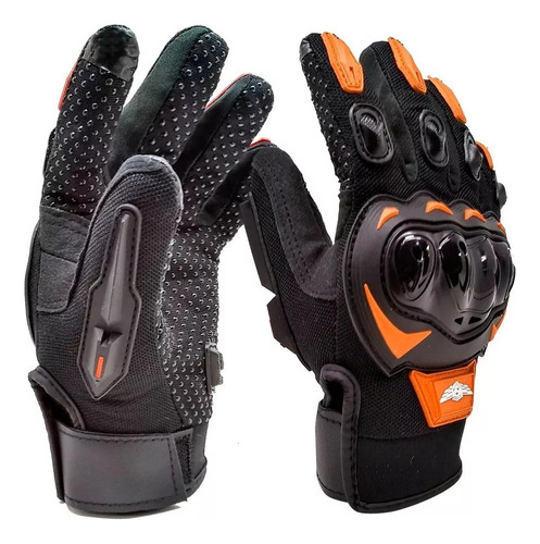 Guantes Para Motociclista Naranja Isp Tactil Con Limpiamica Naranja L