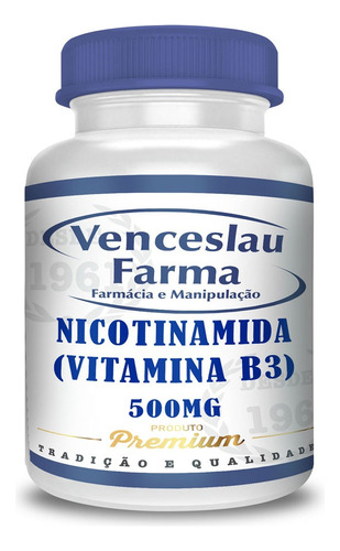 Vitamina B3 Nicotinamida 500mg   - 90 Cápsulas  