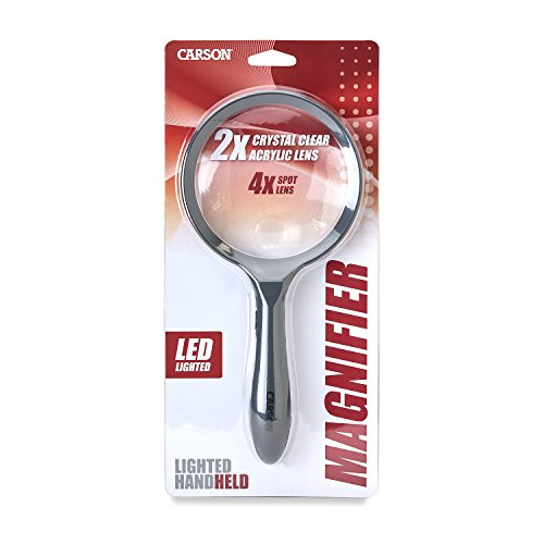 Lupa De Mano Con Luz Led Carson, 2 Lupas Con 4 Aumentos