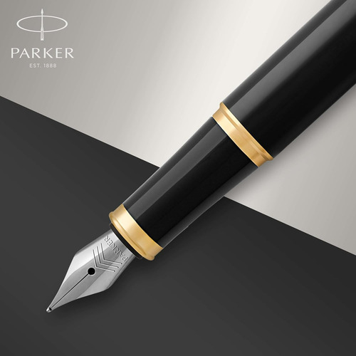 Parker Im Pluma Estilográfica, Negro Con Tiras Doradas Negro Azul