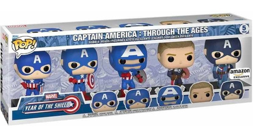 Funko Pop Capitán América Marvel A Través De Los Años 5 Pack