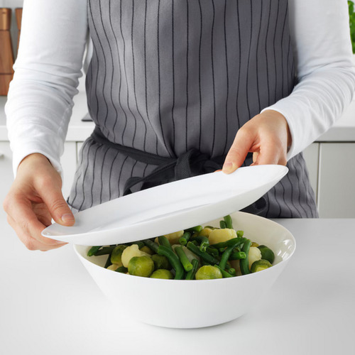 Plato Blanco De Vidrio 23 Cm Tazón Grande 2 Piezas Ensalada