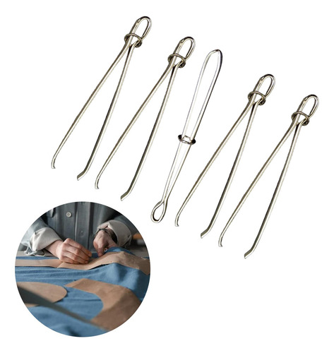 5 Pinzas Y Enhebrador De Cordón Elástico Bodkin De Metal,
