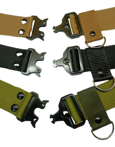Cinturon Tactico Cobra Militar 4 Cm C/presilla Hebilla Metal Verde Militar Nylon Xxl