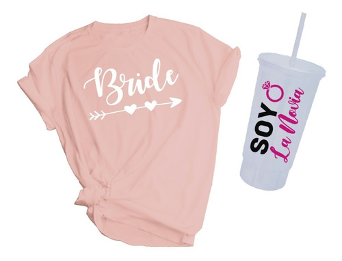 8 Kit Boda Despedida De Soltera Playera Y Vaso Personalizado