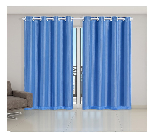 Cortina Blackout Corta 100% Luz Com Tecido Voil 3,00 X 2,50 Cor Azul