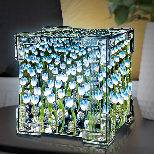 Lámpara De Tulipanes Infinitos Cubo Espejo Para Armar Agua Agua