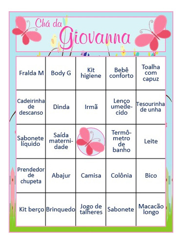 Bingo Bebê Criança Personalizado P/ Imprimir Frete Grátis