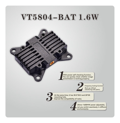 Transmisor De Audio Y Vídeo Vtx Vt5804-bat Fpv De 5,8 G, 1,6