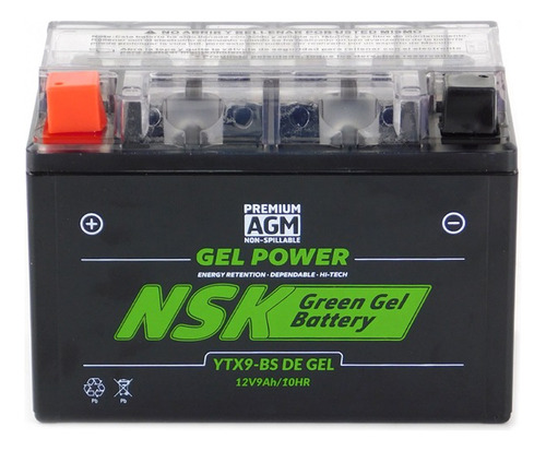 Batería Nsk De Gel Ytx9 Italika Bs250 | Vx250 Efi | Tc250