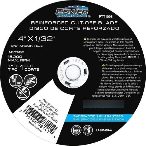 2 Discos De Corte Reforzados 4 X 1/32 X 3/8¨ Power Torque