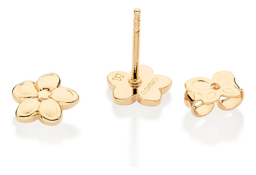 Brincos Moana Flor Banhado A Ouro Rommanel 527445
