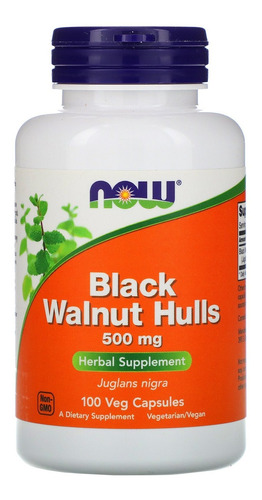 Black Walnut Hulls Cascas De Noz Preta 500 Mg 100 Caps Now Sabor sem