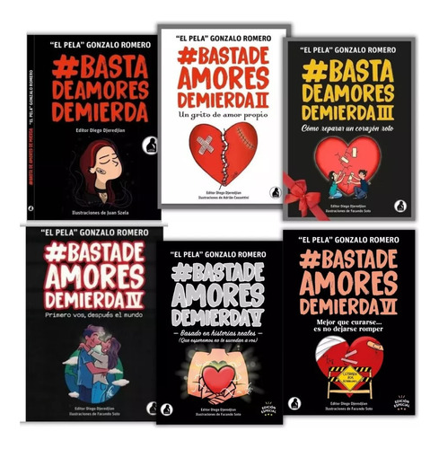 Pack Basta De Amores De Mierda 1 2 3 4 5 Y 6 - Pela Romero