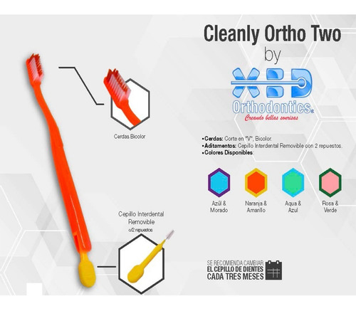 Imagen 3 de 3 de Cepillo Dental Ortodoncia Interdental Removible Two Xbd 12pz
