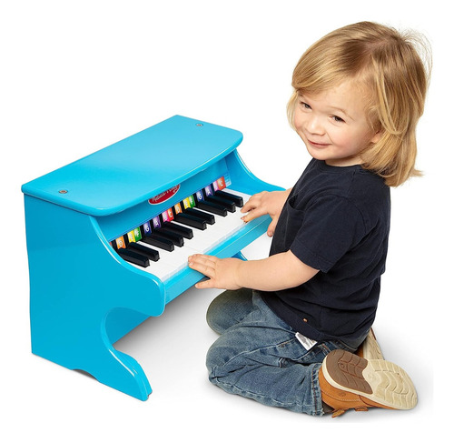 Piano Para Niños Con 25 Teclas 2 Octavas Azul De Madera Mdf