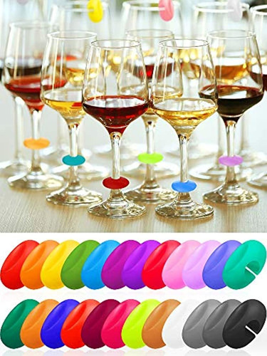 champán Martini Marcadores para vasos marcadores de copas de vino de silicona para copas de vino colores surtidos vino colgantes de bebida marcadores de colores cócteles para fiestas 
