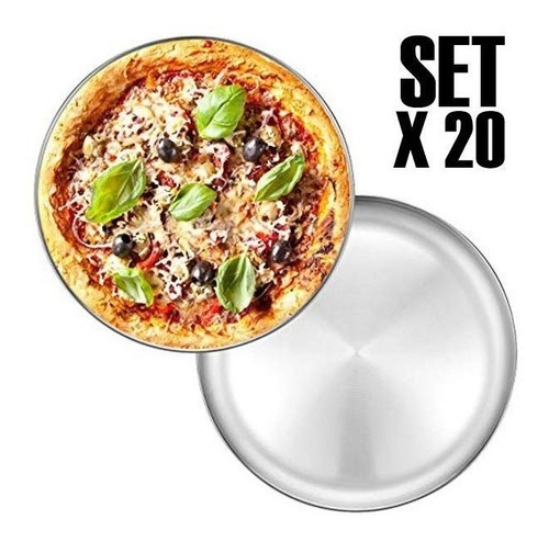 Set 20 Platos De Pizza Porta Pizza Bandeja Acero Inox 36 Cm