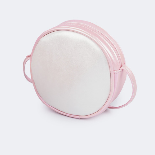 Bolsa De Led Infantil Redonda Com Coração Pampili Cor Branco Correia de ombro Rosa