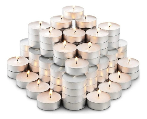 Velas Flotantes / Tealight  Pack 50 Unidades Blanca Premium Color Blanco Fragancia No Liso