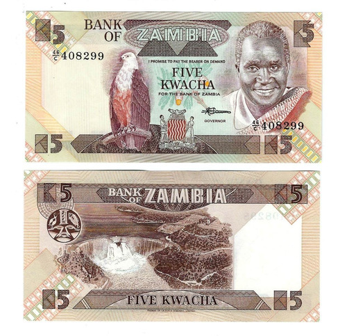 Zambia - Billete 5 Kwacha 1986/88 - Unc