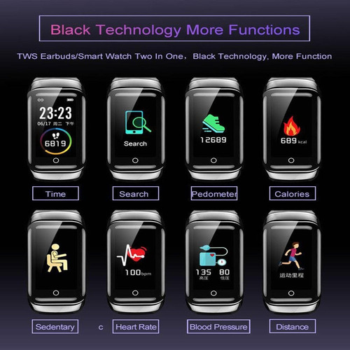 2in1 M7 Bluetooth Smart Watch Con Auriculares Fitness
