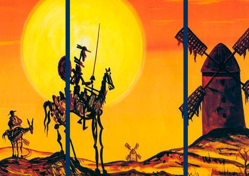 Cuadro Decorativo Don Quijote De La Mancha Arte En 3 Piezas 