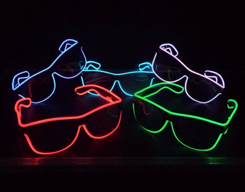 5 Óculos Neon Led Festa Balada Rave Tomorrowland A Pilha Top