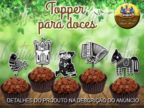 Imagem 2 de 4 de Cordel Sertão 50 Topper Tag Para Doces Já Colados No Palito