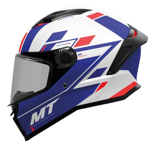 Casco Mt Helmets Stinger 2 Zivze E7 Blanco Azul Moto Delta