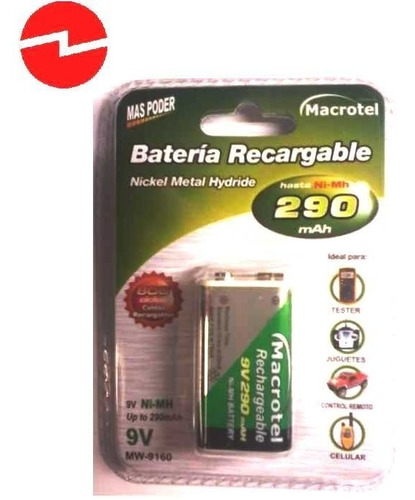 Bateria Recargable 9v 250ma, Pila / Hogardirecto