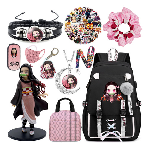 Mochila Escolar Demon Slayer Nezuko Con Puerto Usb, 11 Unida