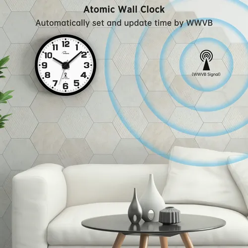 Wallarge Reloj De Pared Atómico Con Luz Nocturna, Reloj De.