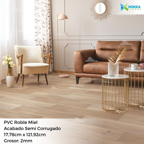 Piso Laminado Vinil Roble Miel 2mm Revestimiento Marca Dokka