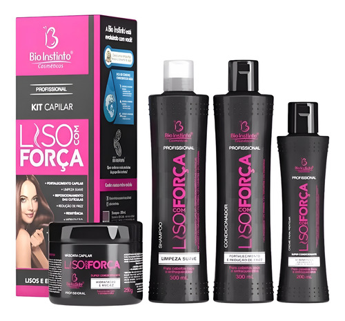 Kit Bio Instinto Liso Com Força Redutor De Volume E Frizz