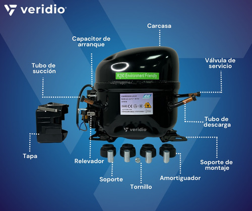Compresor 1/4 Hp Gas R290 127v Cold City