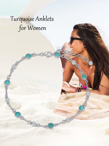 Hpqq Tobillera De Turquesa Para Mujer, Pulsera De Tobillo De