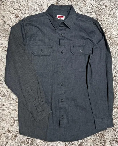 Camisa De Mezclilla Gris Wrangler Manga Larga Para Hombre S