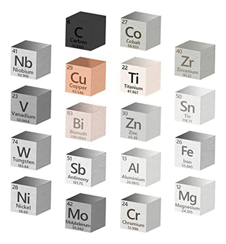 18 Cubos De Densidad Cúbica Con Elementos Metálicos De Alta