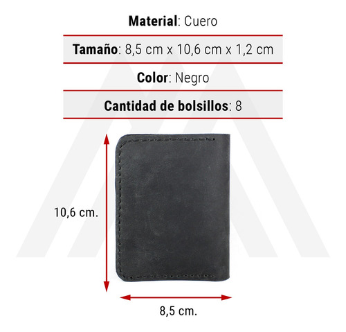 Imagen 8 de 10 de Billetera Tarjetero Billetera Cuero Natural Hombre Mujer