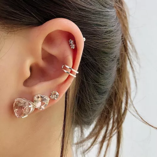 Piercing de Sobrancelha Pedrinha Branca em Prata 950