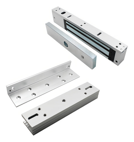 Kit Cerradura Electromagnética 280 Kg Herraje L Y U Blindex Color Aluminio