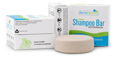 Barra De Shampoo Dermaharmony 2% Zinc Para Caspa E Hortelã