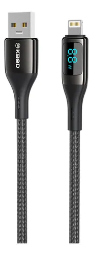 comprar Cable Carga Rápida 60w 1,5m Panel Digital Kbod Cbo70 Negro | Para Iphone
