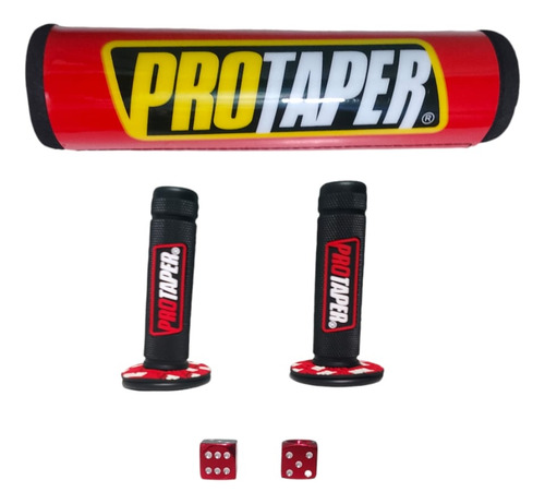 Kit Juego Tuning Moto Puños Cubre Barra Protaper Tapon Rojo