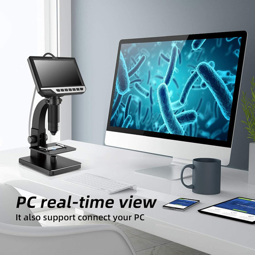 Koolertron Microscopio Digital Lcd De 7 Pulgadas Doble Lente