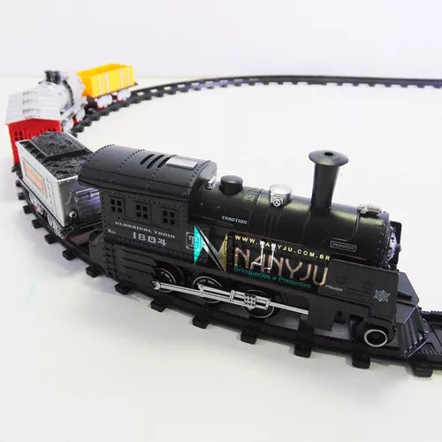 Trem Trenzinho Super Locomotiva Com Luz E Som E Solta Fumaça